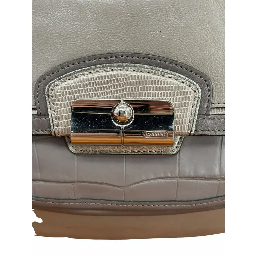 Coach Kristin Spectator Snake Purse Shoulder Bag Women's Gray Croc Leather Luxe